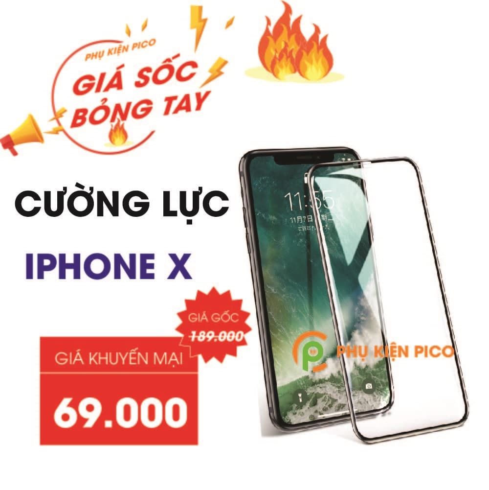 Kính cường lực Iphone X full viền 6D siêu bền độ cứng 9H