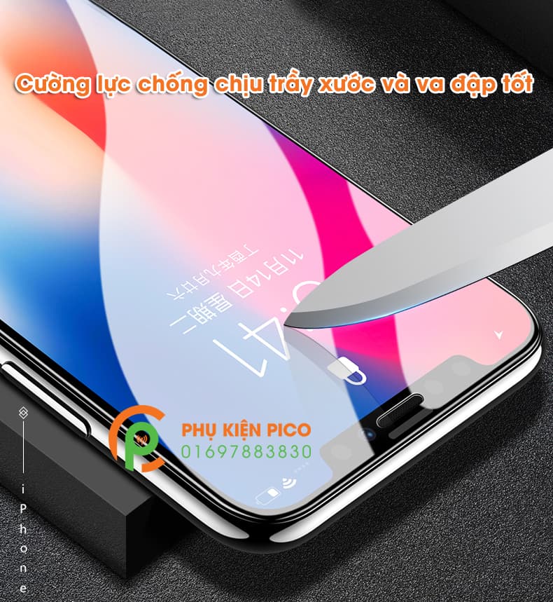 Kính cường lực Apple Iphone Xs full viền 6D chống bám vân tay độ cứng 9H - 4