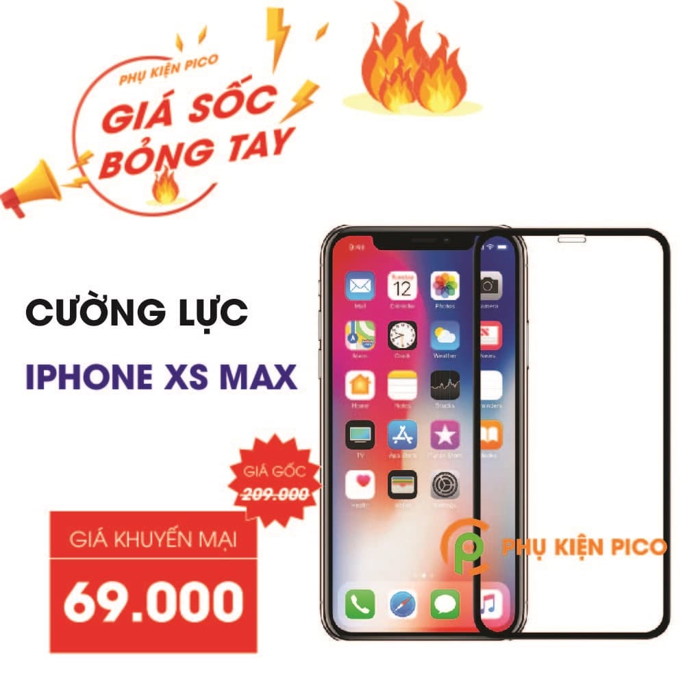 Kính cường lực Iphone XS Max 2018 full viền mỏng không tai thỏ
