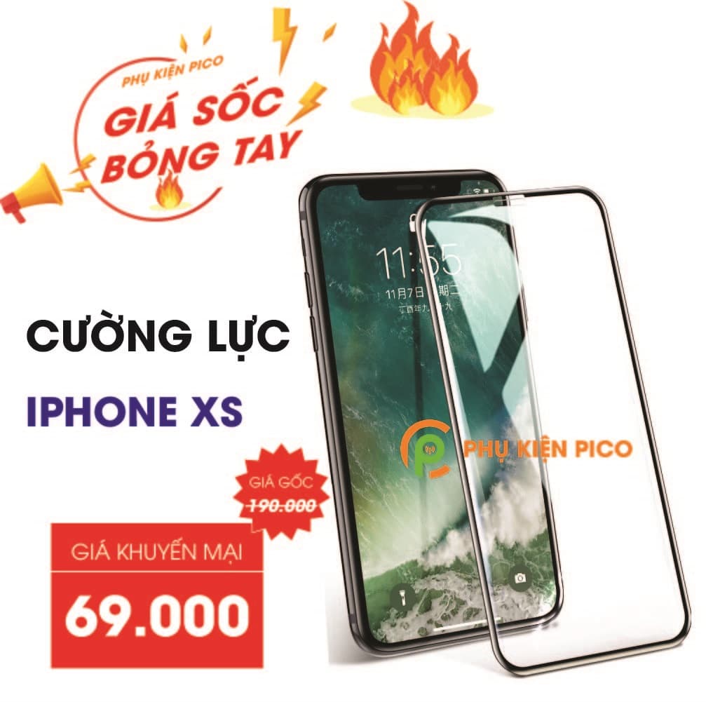 Kính cường lực Apple Iphone Xs full viền 6D chống bám vân tay độ cứng 9H