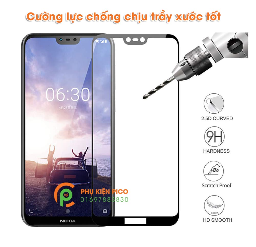 Kính cường lực Nokia 6.1 Plus 2018 full viền - 5