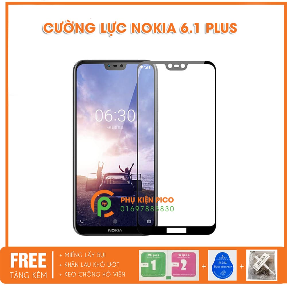 Kính cường lực Nokia 6.1 Plus 2018 full viền