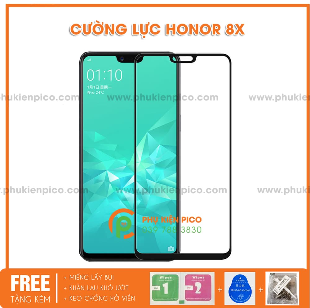 Cường lực honor 8x 2018 - kính cường  lực full viền độ cứng 9H