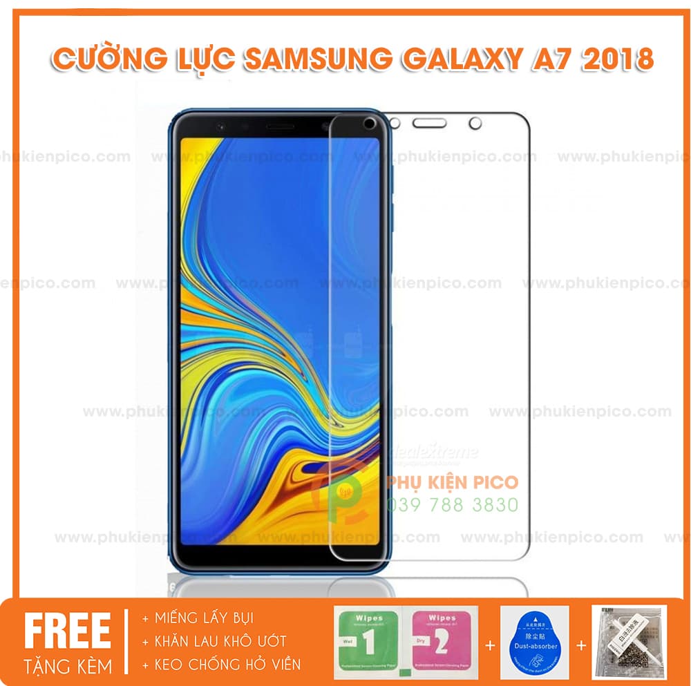 Kính cường lực Samsung Galaxy A7 2018 trong suốt độ cứng 9H