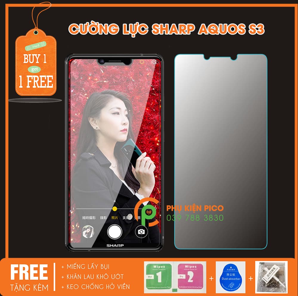 Kính cường lực Sharp Aquos S3 2018 full keo siêu cứng