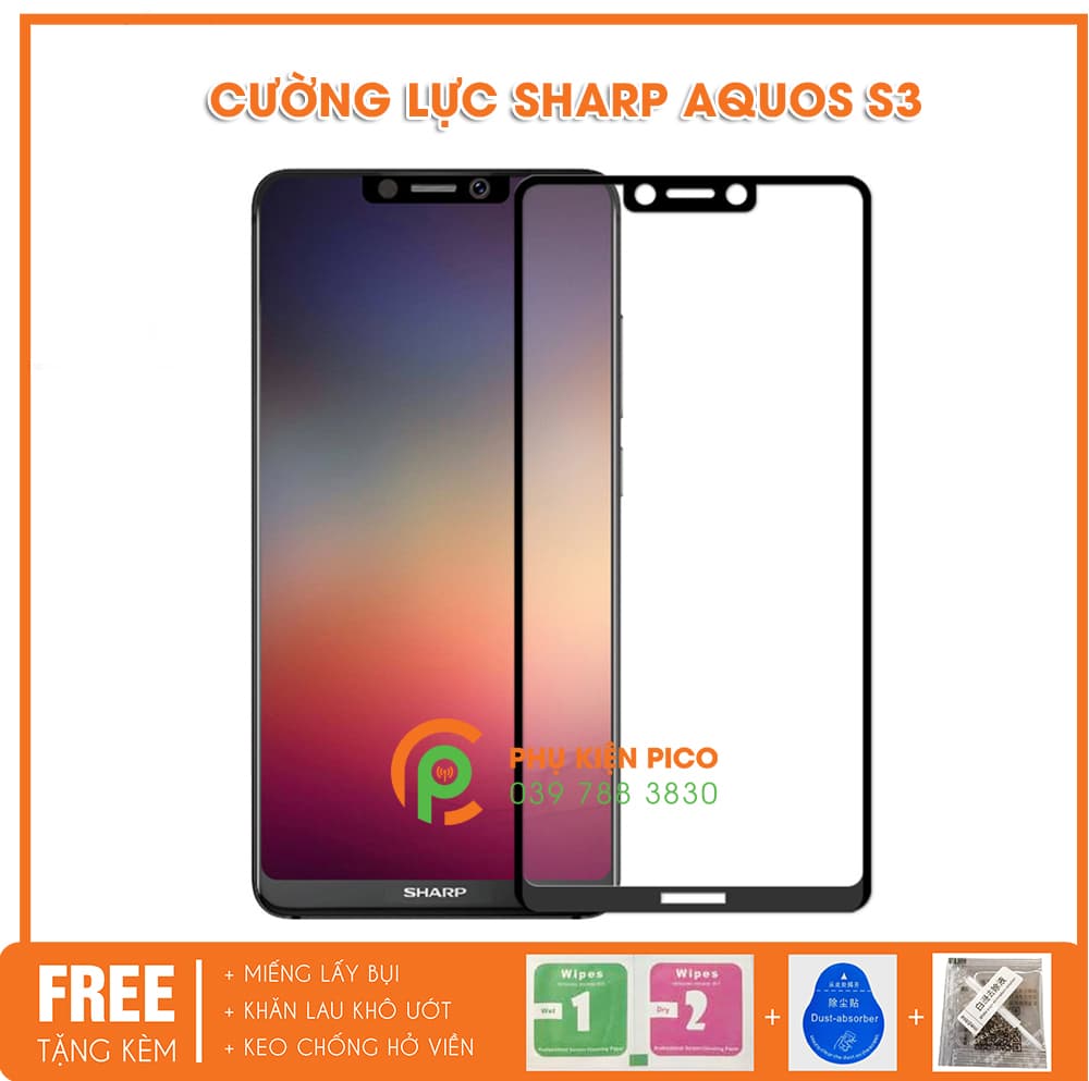 Kính cường lực Sharp Aquos S3 2018 full viền siêu cứng