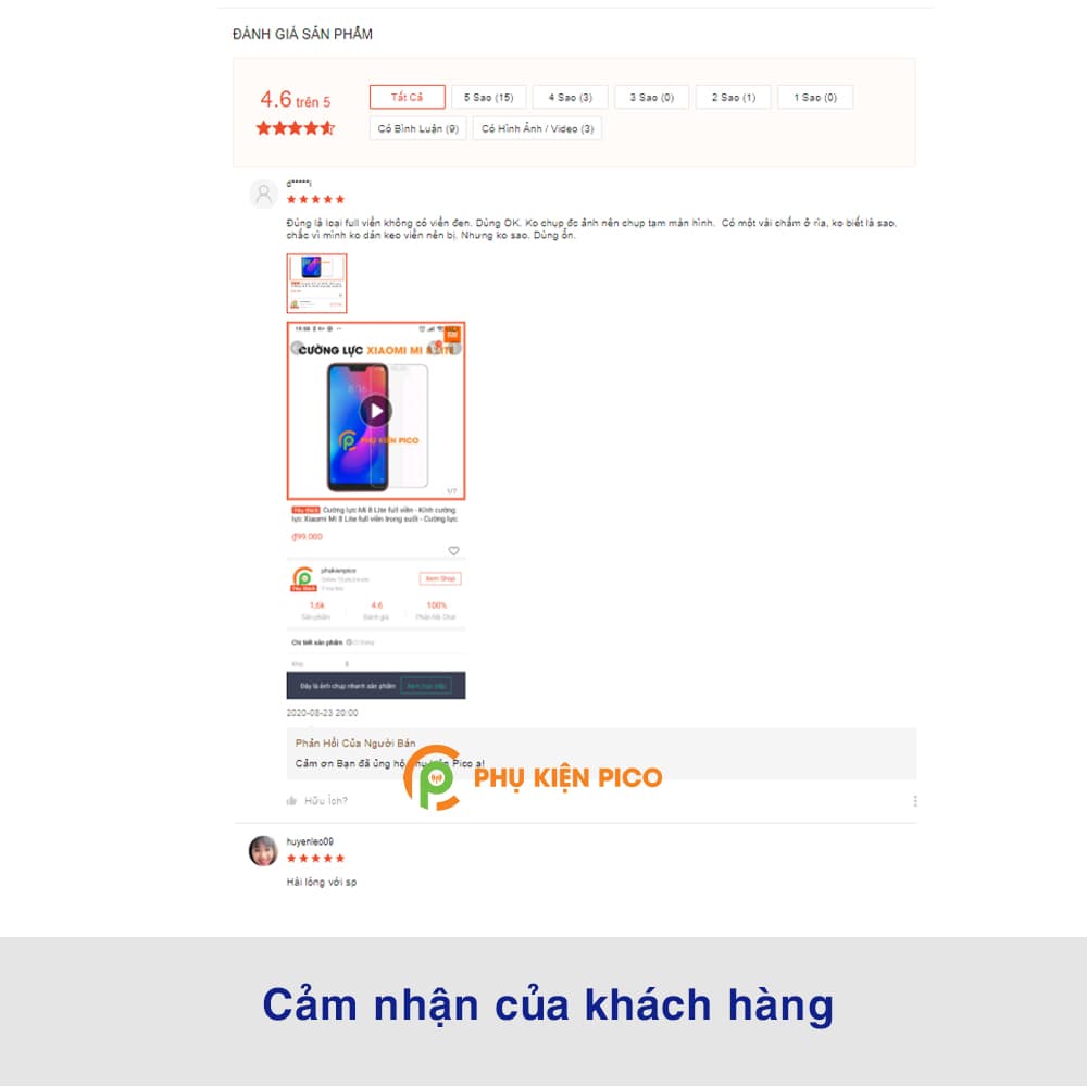Kính cường lực Mi 8 Lite full màn hình trong suốt dùng chung với mọi loại ốp lưng - 8