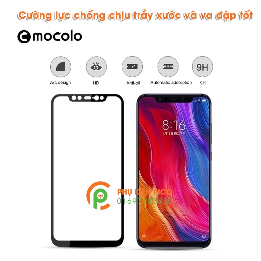 Kính cường lực Xiaomi Mi 8 2018 full viền chính hãng Mocolo - 8