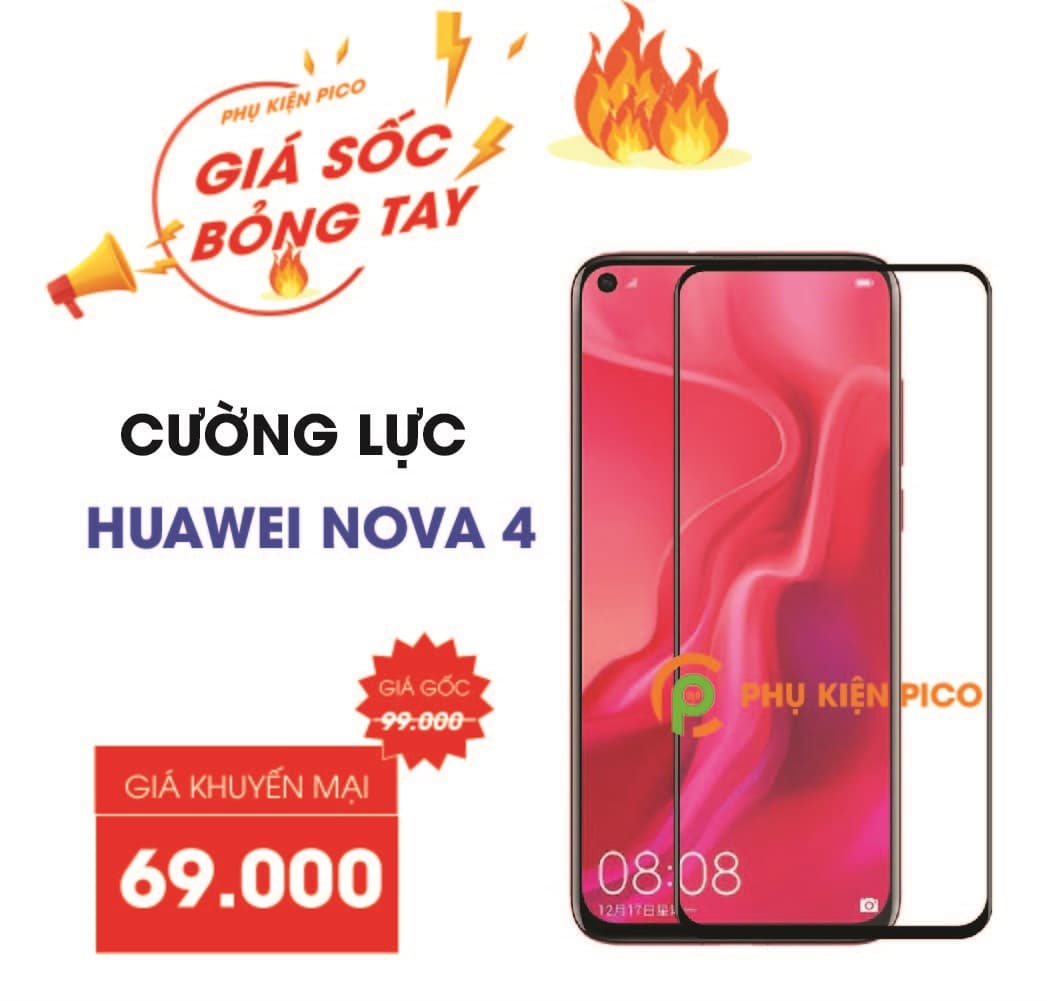 Kính cường lực Nova 4 full viền độ cứng 9H chống trầy xước bảo vệ màn hình - Dán màn hình Huawei Nova 4