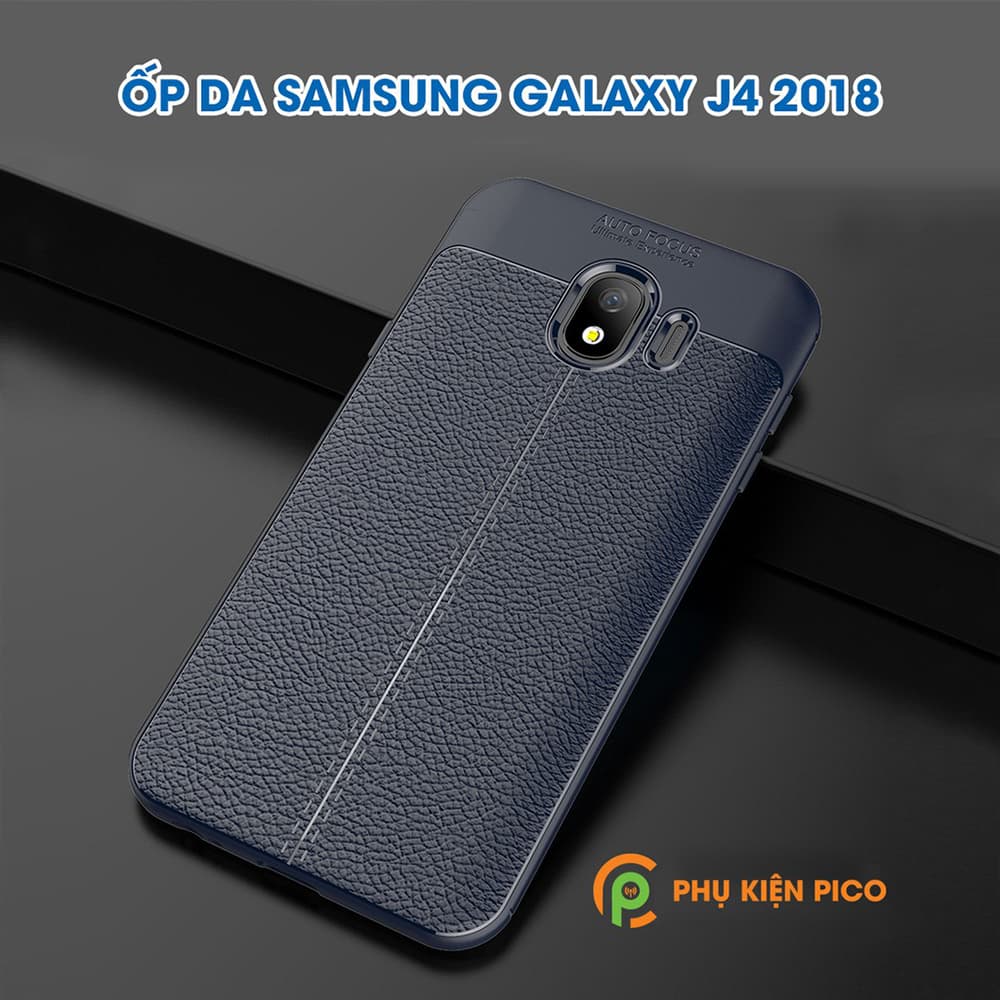 Ốp lưng Samsung Galaxy J4 2018 da mềm sang trọng màu xanh đen