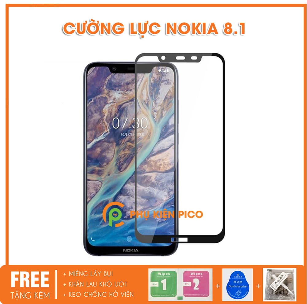 Kính cường lực Nokia 8.1 full viền độ cứng 9h