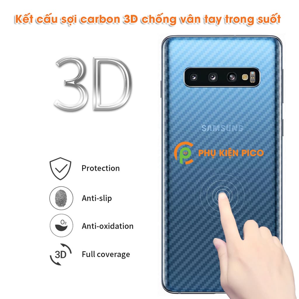 Dán Mặt Sau Lưng Carbon 3D Samsung Galaxy S10 - 6