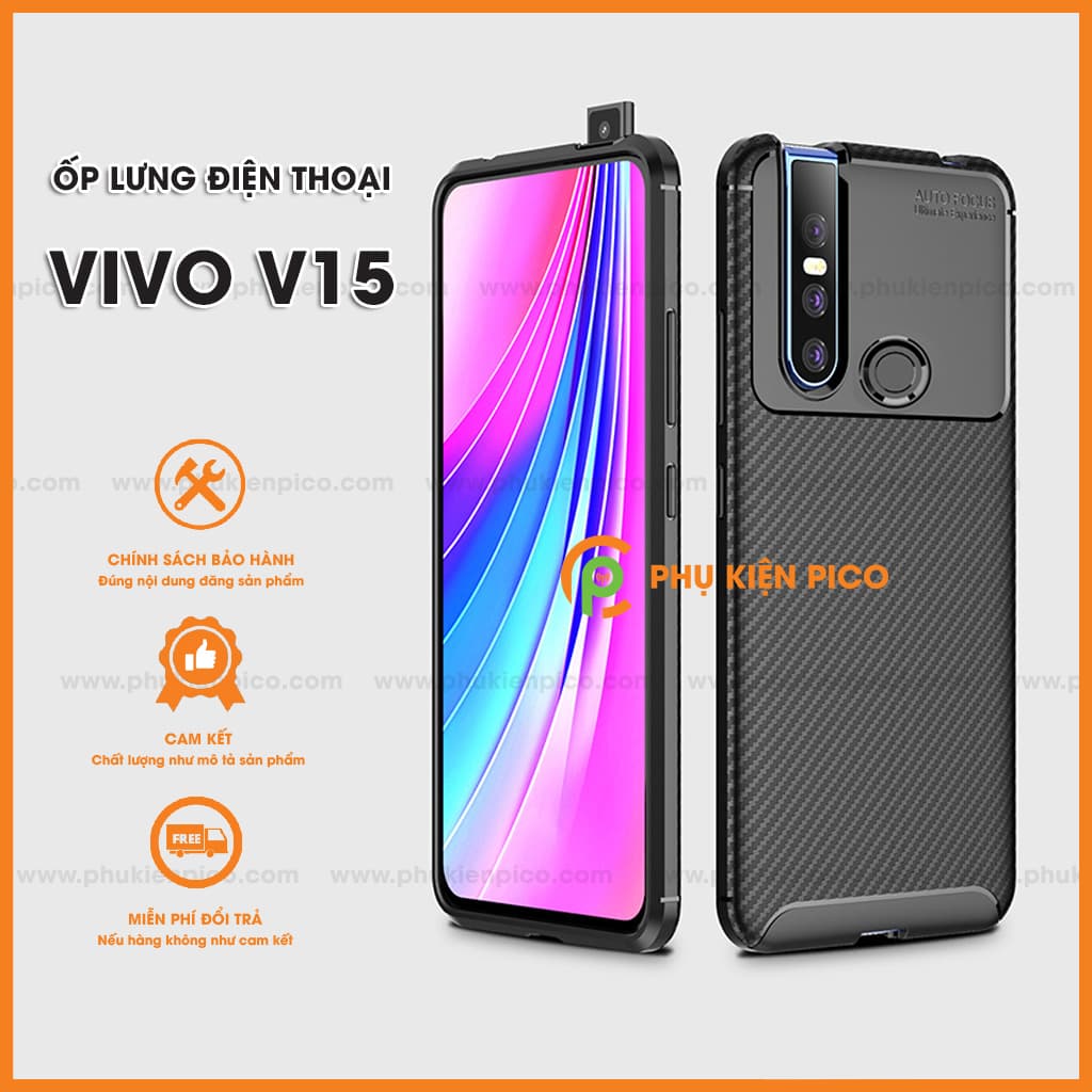 Ốp lưng Vivo V15 vân carbon siêu bền chống sốc toàn diện