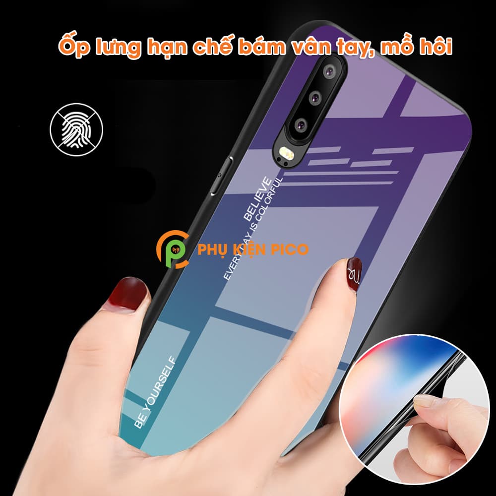 Ốp lưng Huawei P30 mặt kính màu Gradient - 7