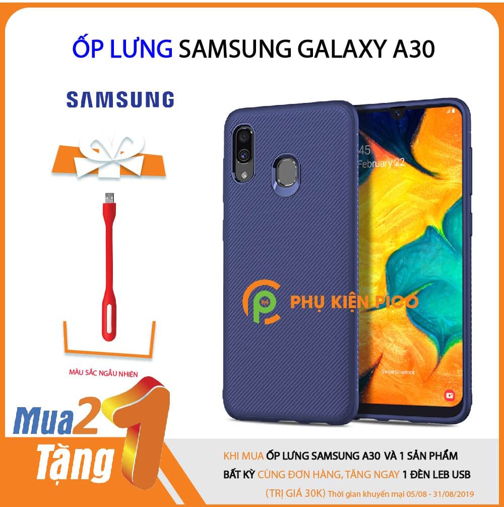 Ốp lưng Samsung Galaxy A30 TPU dẻo siêu bền chống sốc toàn diện [KM đèn Led Usb]