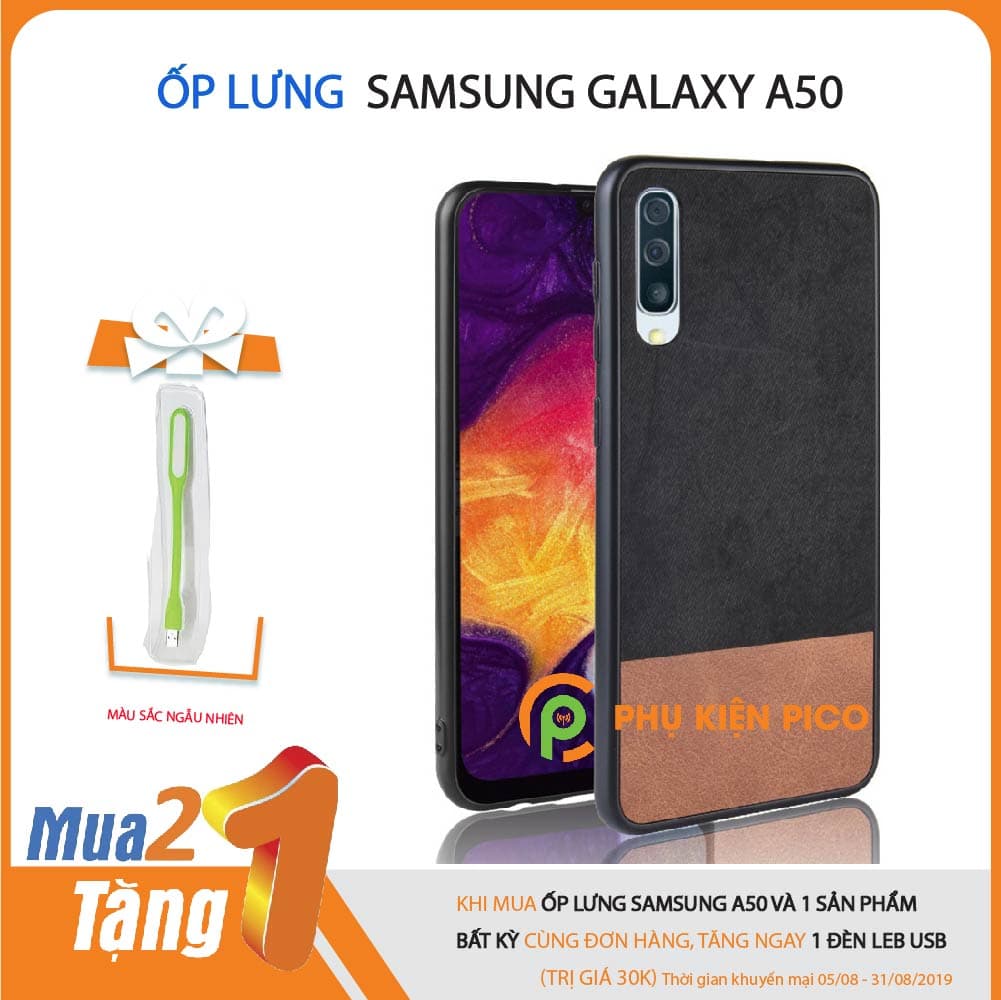 Ốp lưng Samsung Galaxy A50 da siêu bền sang trọng [KM đèn Led Usb]