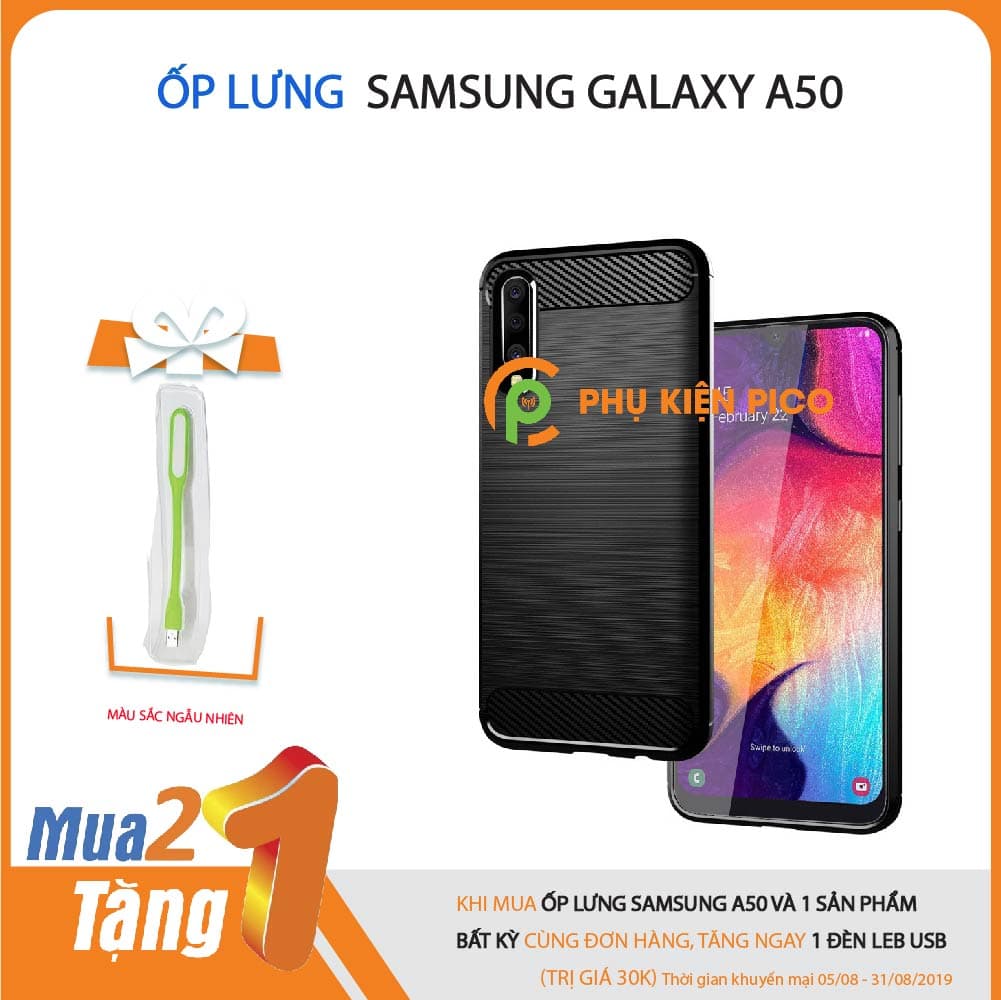 Ốp lưng Samsung Galaxy A50 siêu bền chống sốc bảo vệ camera [KM đèn Led Usb]