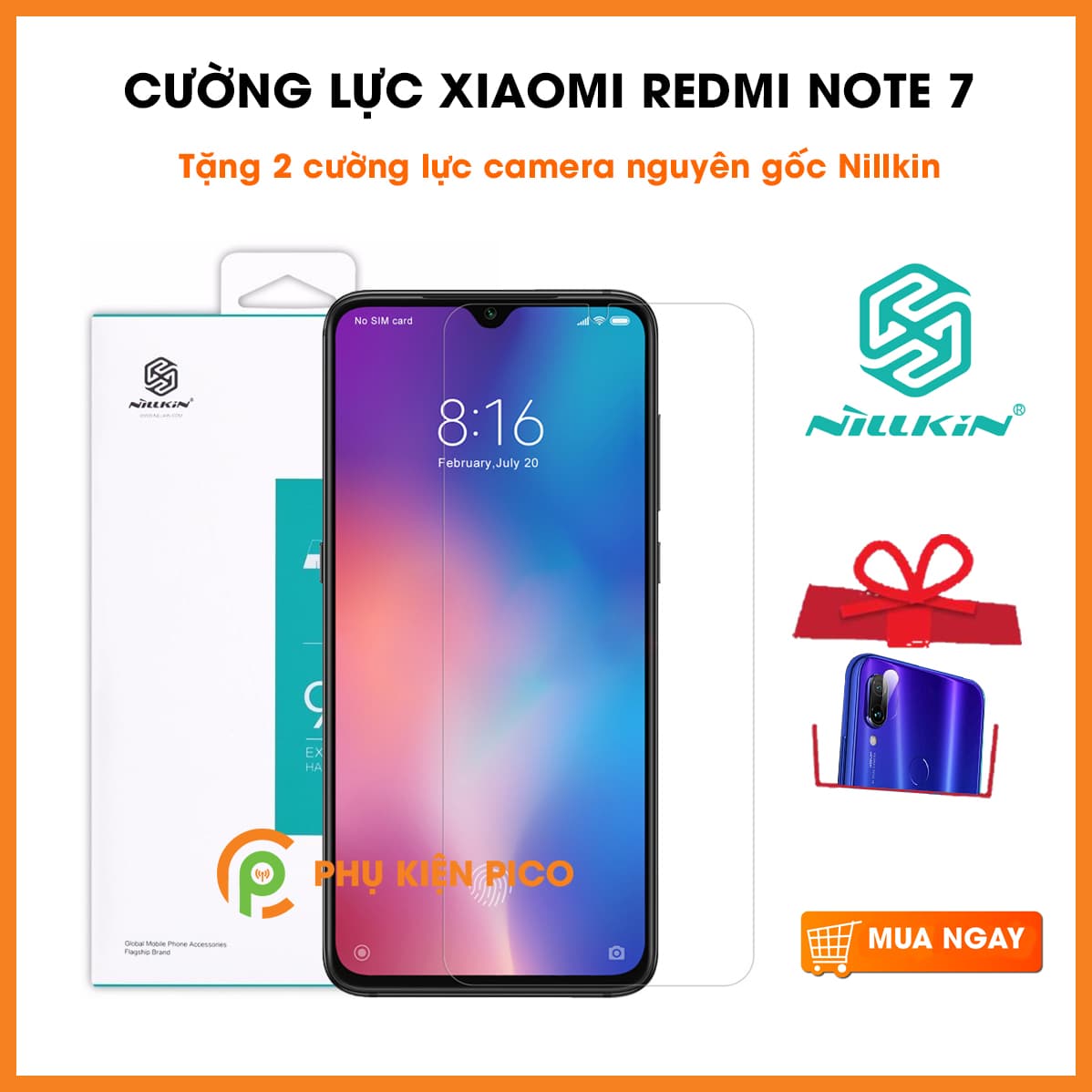 Kính cường lực Xiaomi Redmi Note 7 Nillkin Amazing H hàng nguyên tem (Sao chép)
