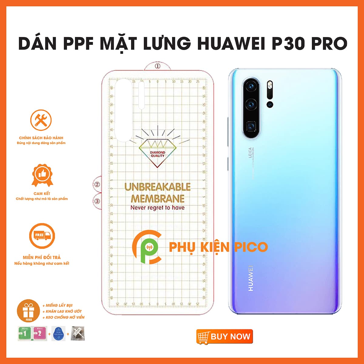 Combo miếng dán màn hình và mặt lưng Huawei P30 Pro - 2