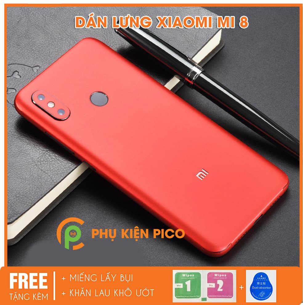 Dán mặt lưng Xiaomi Mi 8 nhựa dẻo cao cấp 3 màu đỏ đen xanh - 3