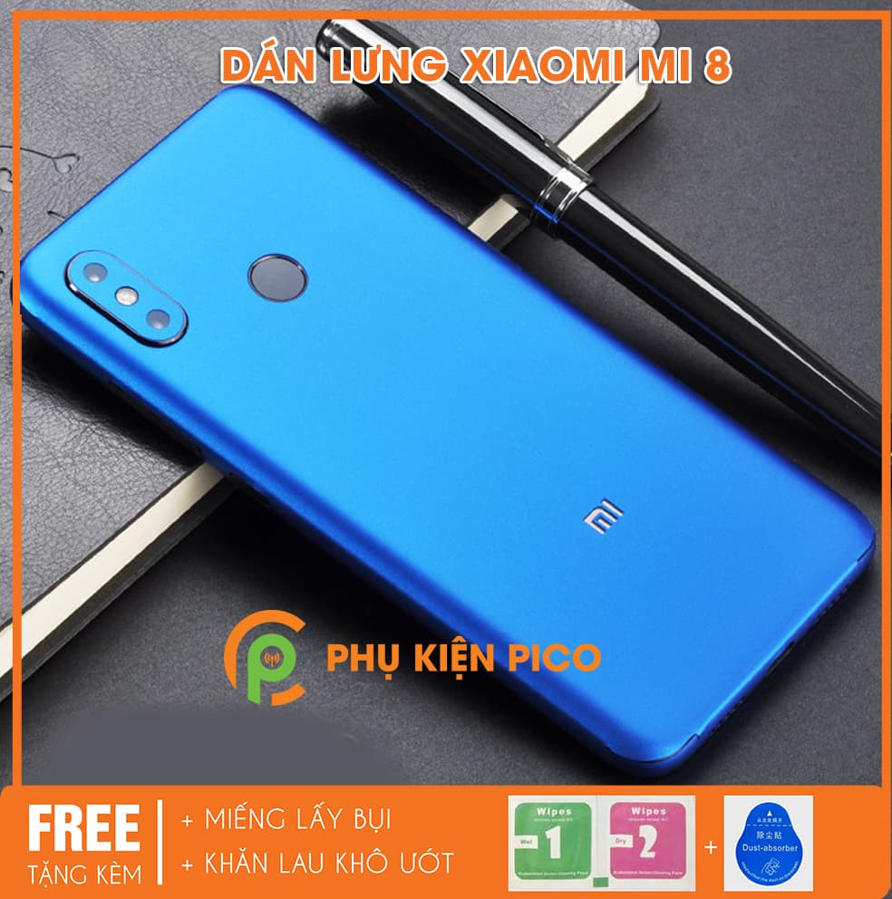 Dán mặt lưng Xiaomi Mi 8 nhựa dẻo cao cấp 3 màu đỏ đen xanh