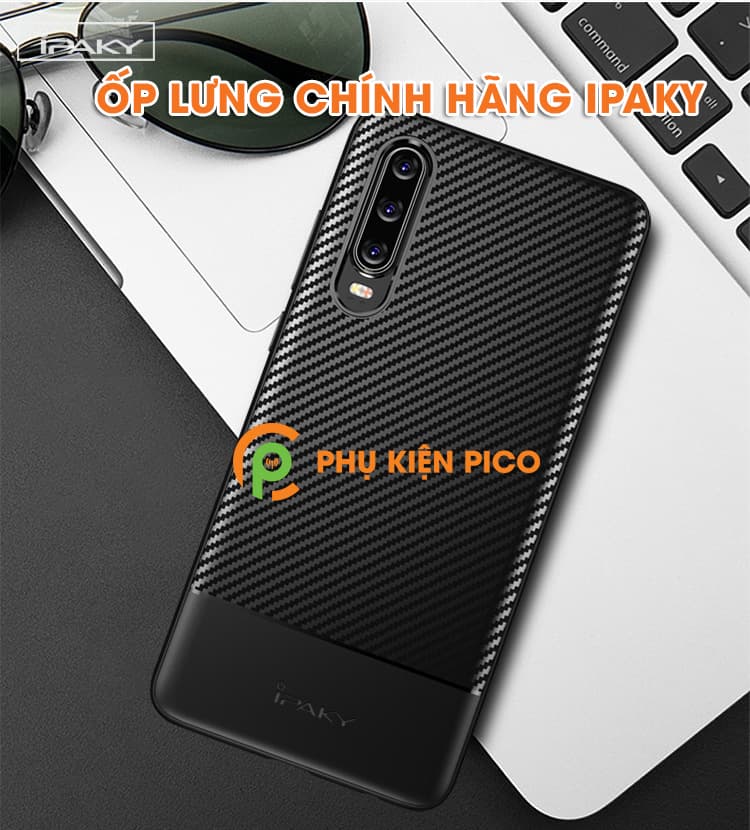 Ốp lưng Huawei P30 vân cacbon chính hãng Ipaky - 5