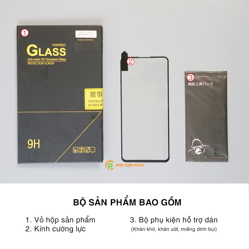 Kính cường lực Zenfone 6 full màn hình viền đen siêu mỏng độ cứng 9H - 7