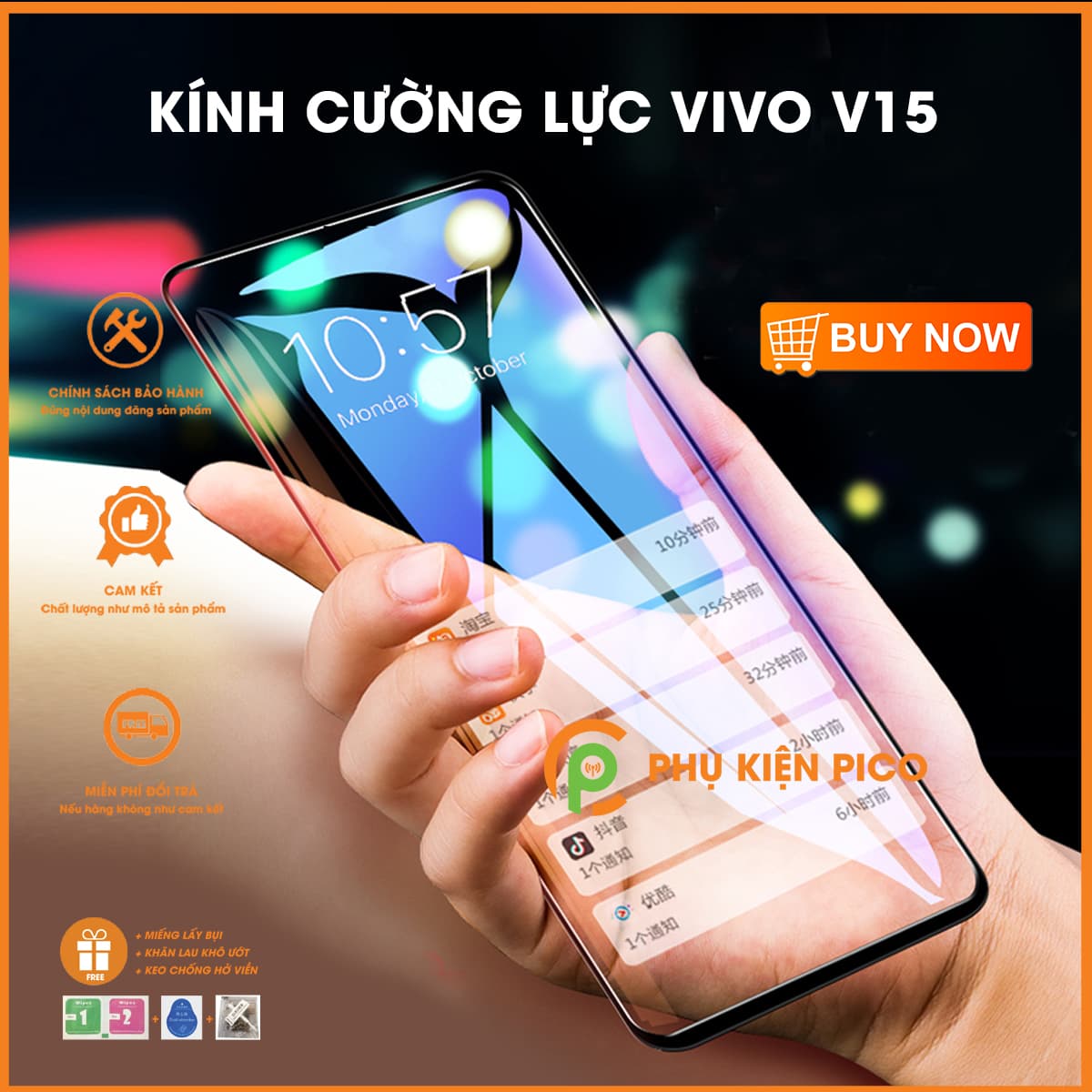 Kính cường lực Vivo V15 bản mới viền siêu mỏng độ cứng 9H