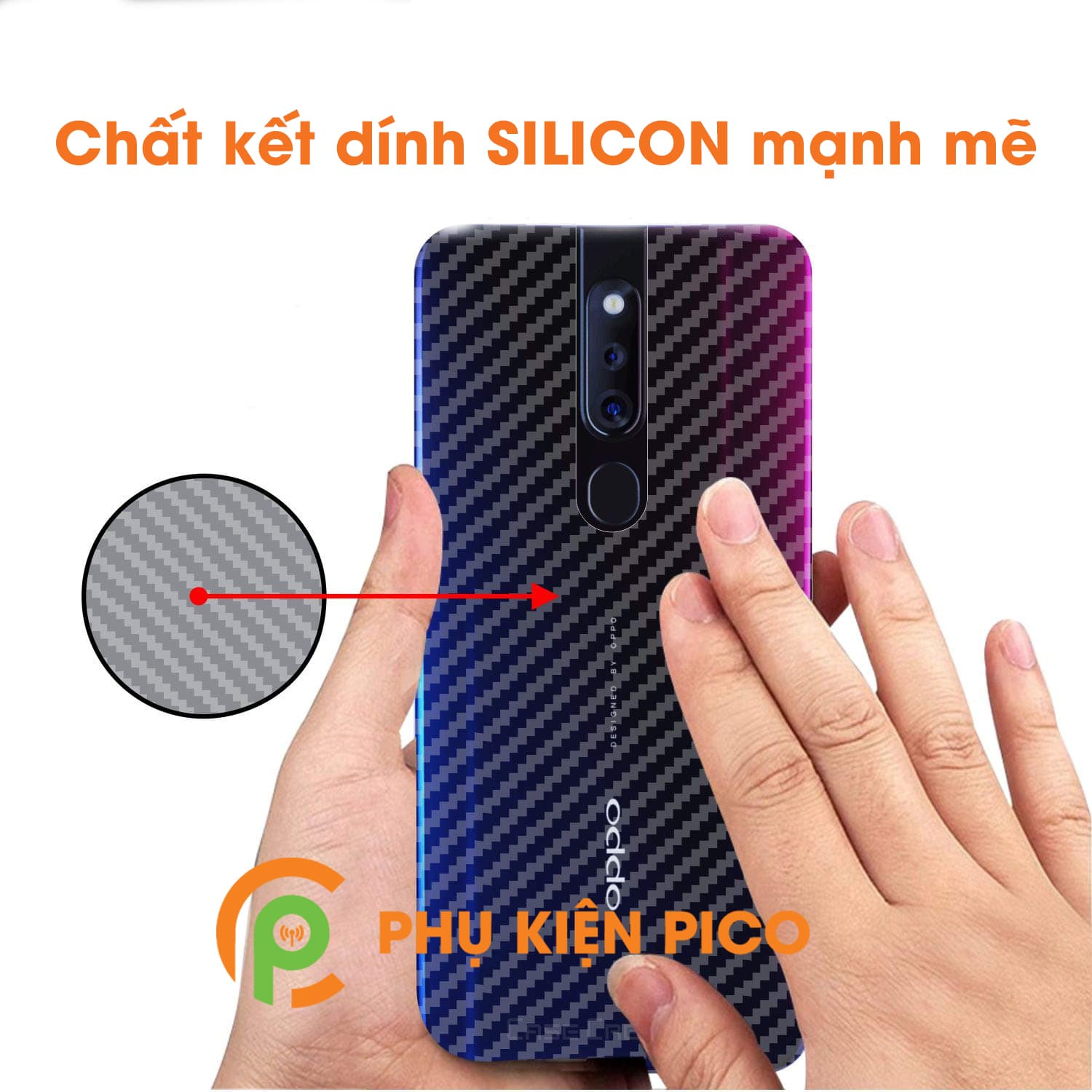 Dán mặt lưng Oppo F11 Pro vân carbon 3D - 2