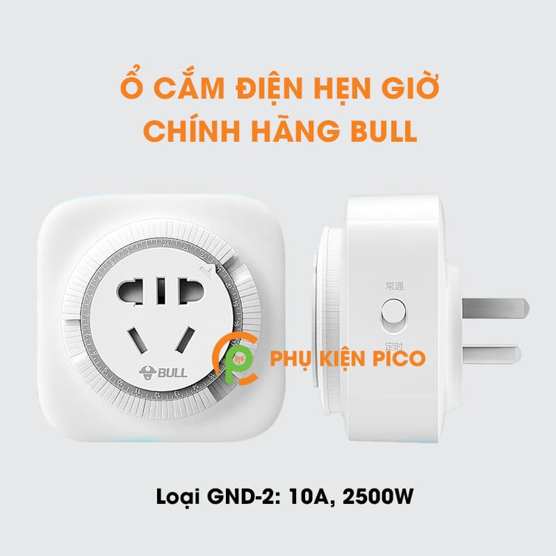 Ổ cắm điện chống chai pin, hẹn giờ bật tắt liên tục 24h chính hãng Bull 10A 2500W