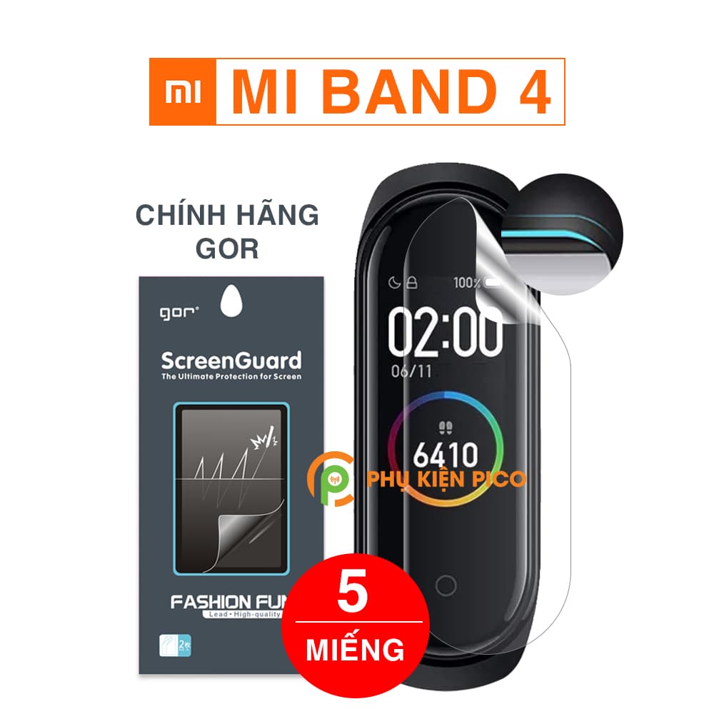 Dán màn hình Mi Band 4 chính hãng Gor bộ 5 miếng chống trầy xước - Dán dẻo vòng đeo sức khoẻ Xiaomi Mi Band 4