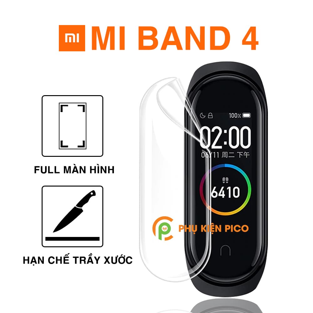 Dán màn hình Mi Band 4 full màn dẻo trong suốt PPF tự phục hồi vết xước