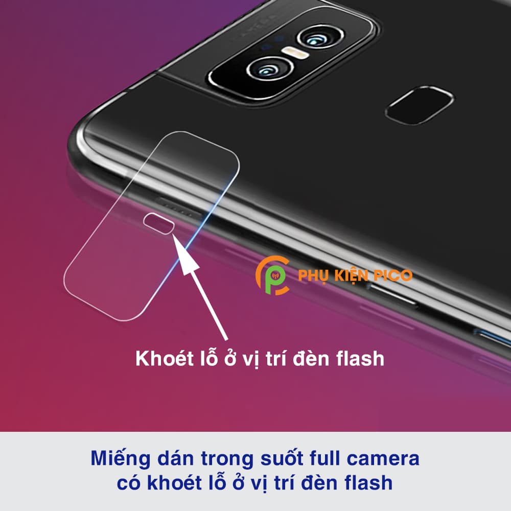 Cường lực camera Zenfone 6 full camera trong suốt khoét lỗ đèn flash - 4
