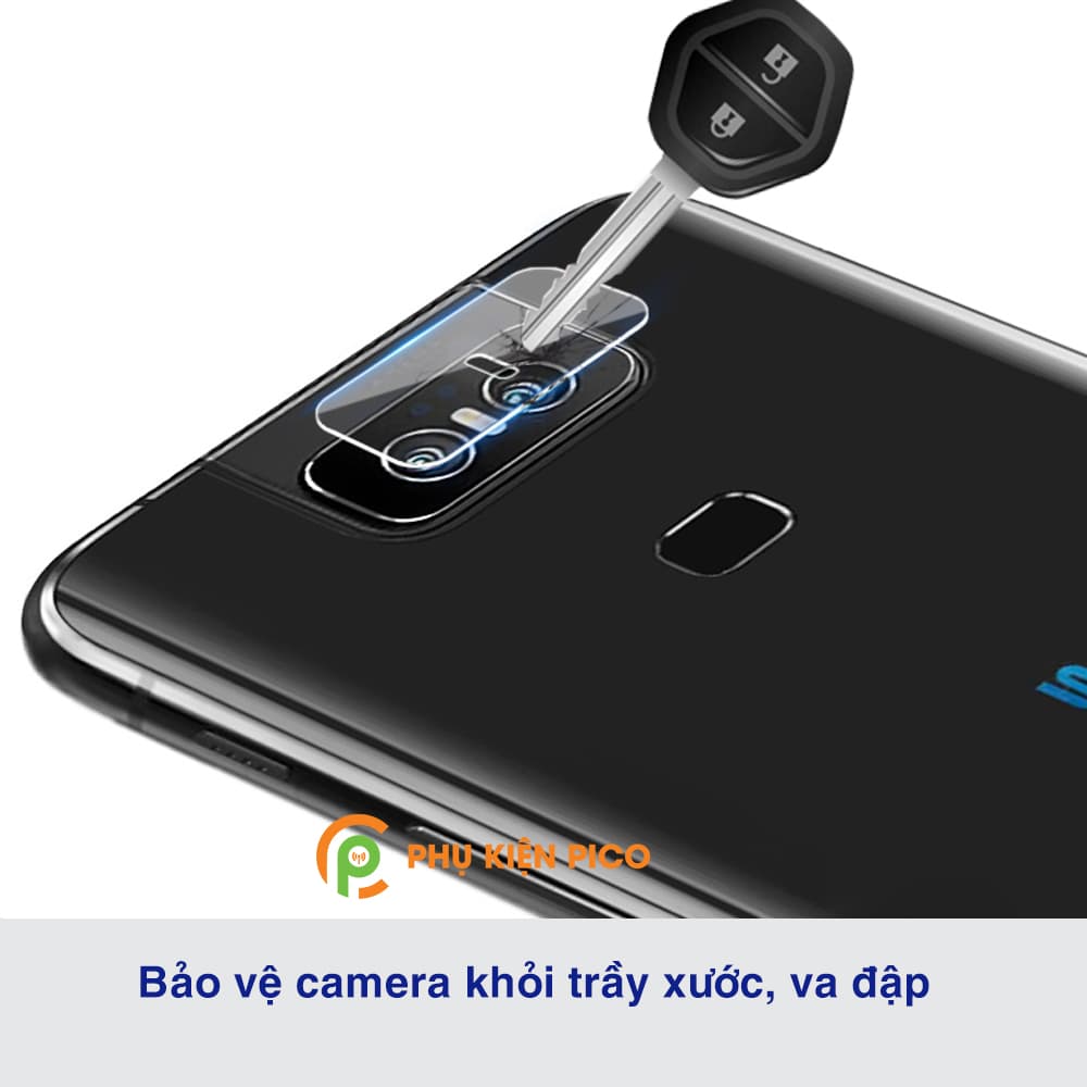 Cường lực camera Zenfone 6 full camera trong suốt khoét lỗ đèn flash - 2