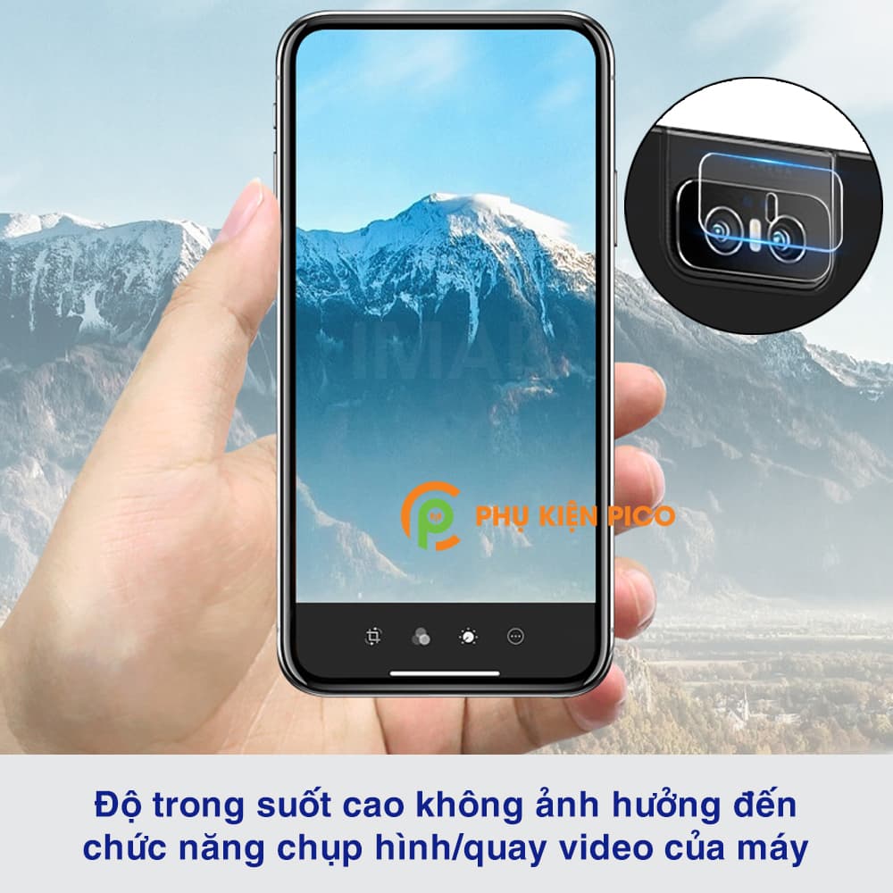 Cường lực camera Zenfone 6 full camera trong suốt khoét lỗ đèn flash - 5