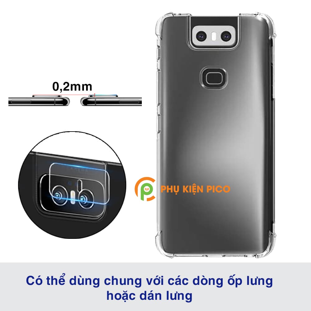 Cường lực camera Zenfone 6 full camera trong suốt khoét lỗ đèn flash - 3