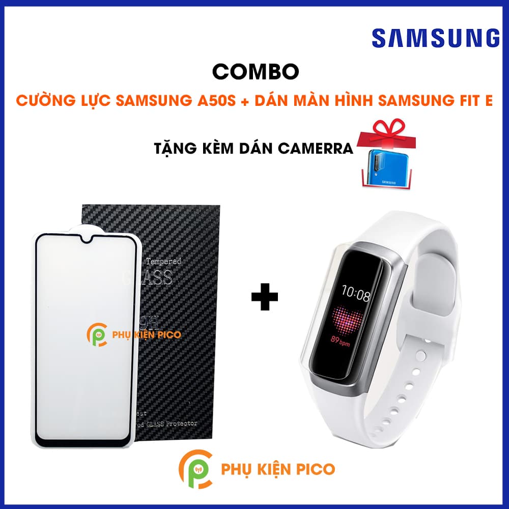 Combo Cường lực Samsung A50s viền mỏng và Dán màn hình Samsung Galaxy Fit E