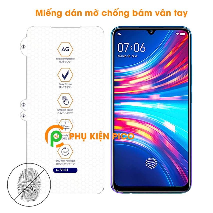 Dán màn hình Vivo S1 full viền vân mờ chống bám vân tay - 4