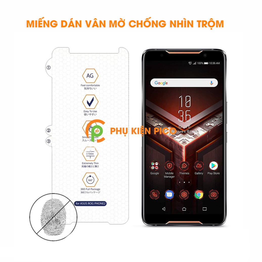 Dán màn hình Asus Rog Phone 2 full viền vân mờ chống nhìn trộm - 3
