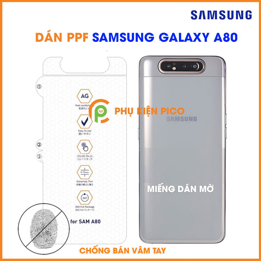 Dán PPF mặt lưng Samsung Galaxy A80 dẻo vân mờ không bám vân tay