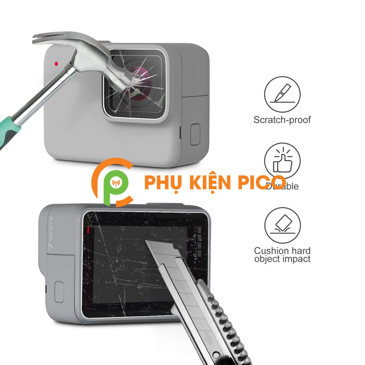 Cường lực GoPro Hero 7 Silver / Hero 7 White chính hãng Gor bộ 2 miếng - 2