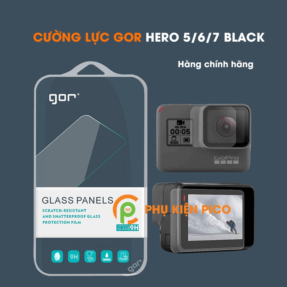 Cường lực GoPro Hero 5 Black, Hero 6 Black, Hero 7 Black chính hãng Gor trong suốt độ cứng 9H