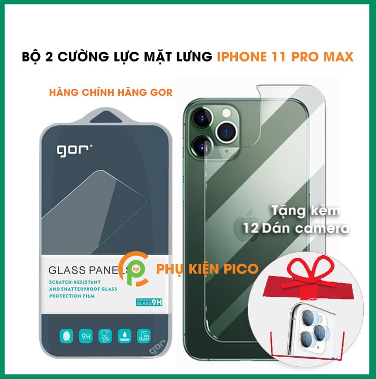 Bộ 2 kính cường lực mặt lưng Iphone 11 Pro Max chính hãng Gor