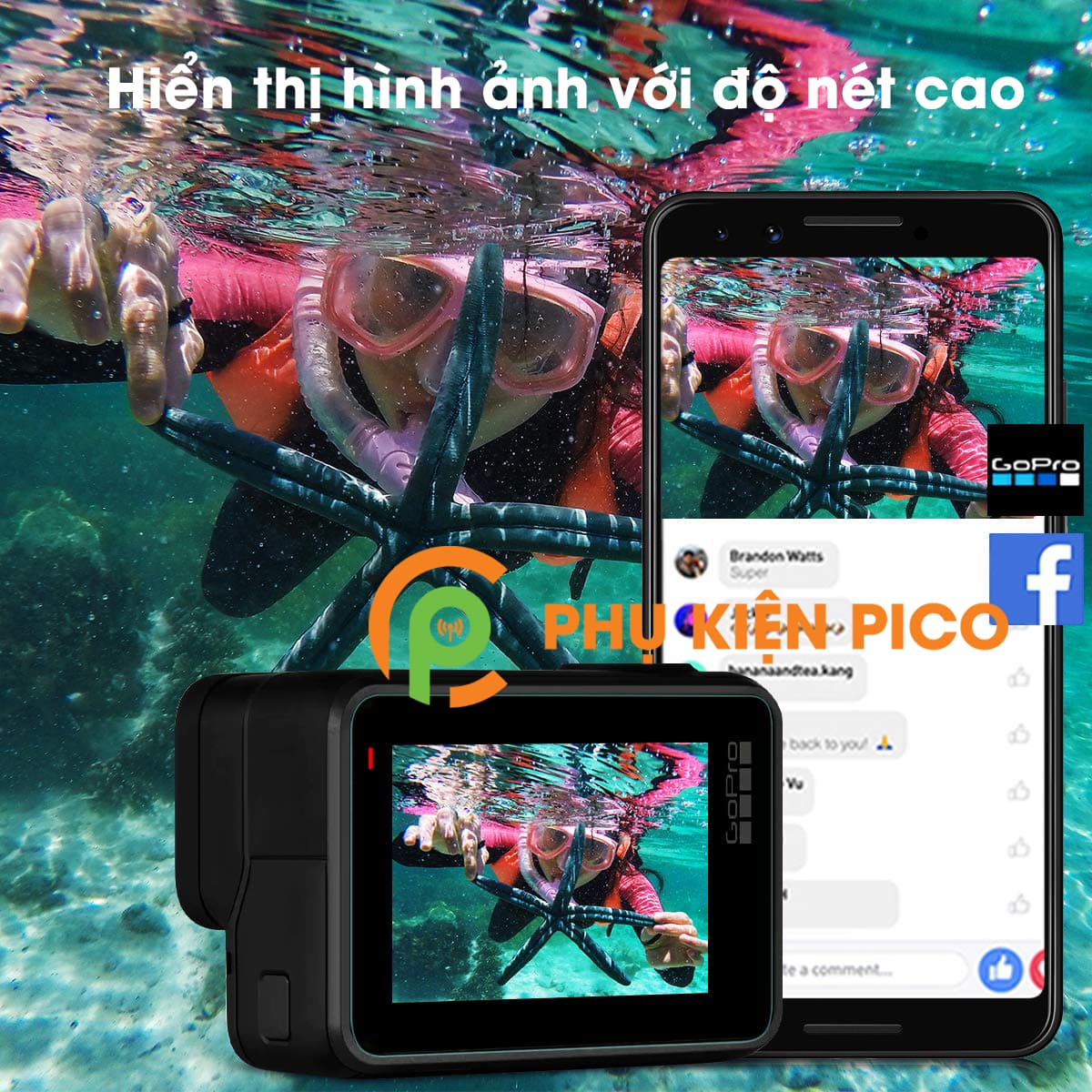 Cường lực GoPro Hero 5 Black, Hero 6 Black, Hero 7 Black trong suốt độ cứng 9H - 5