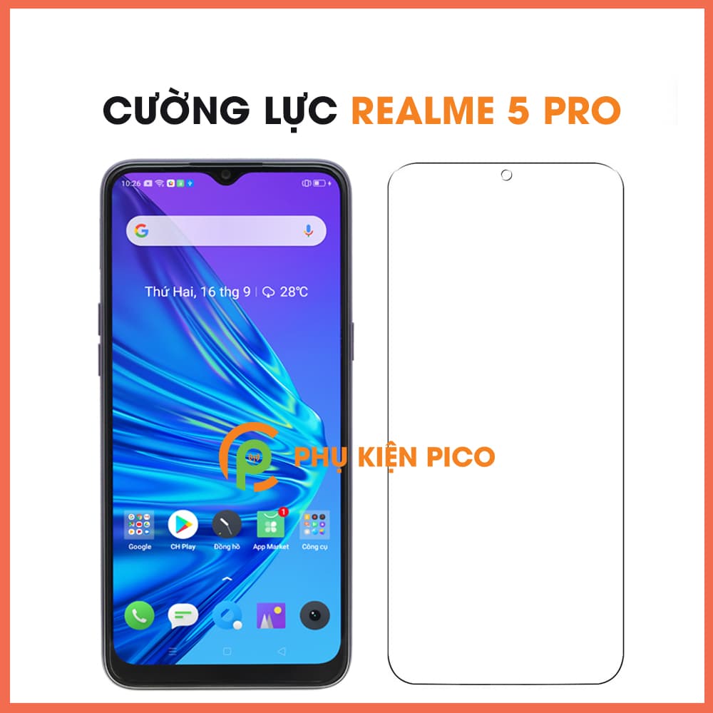Kính cường lực Realme 5 Pro trong suốt màn hình độ cứng 9H