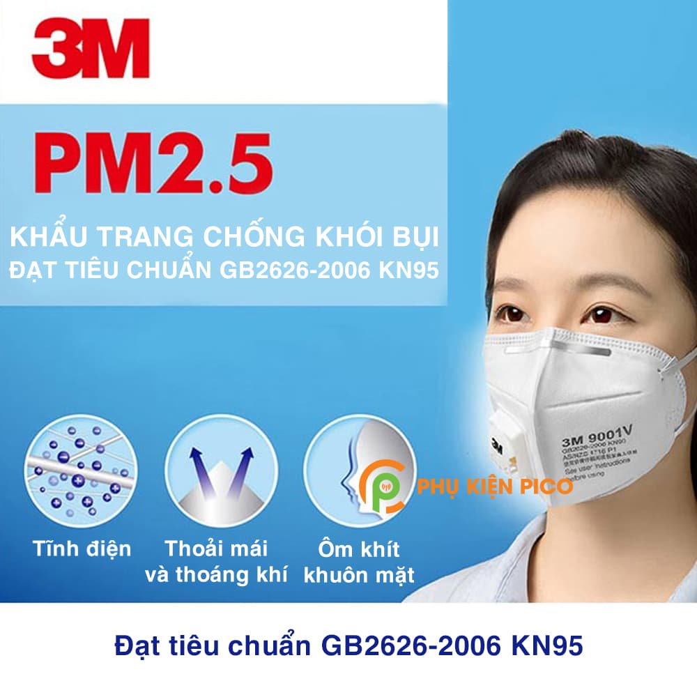 Khẩu trang 3M 9501V+ KN95 có thể lọc bụi siêu mịn 2.5PM - 8