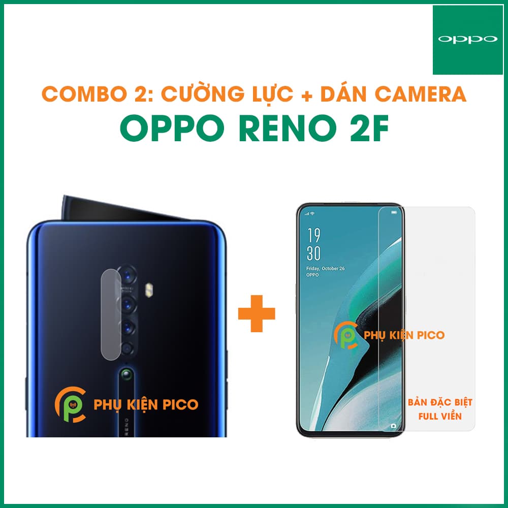Combo kính cường lực và dán camera Oppo Reno 2F trong suốt