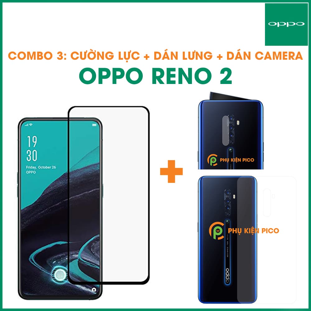 Combo kính cường lực dán camera dán lưng PPF Oppo Reno 2