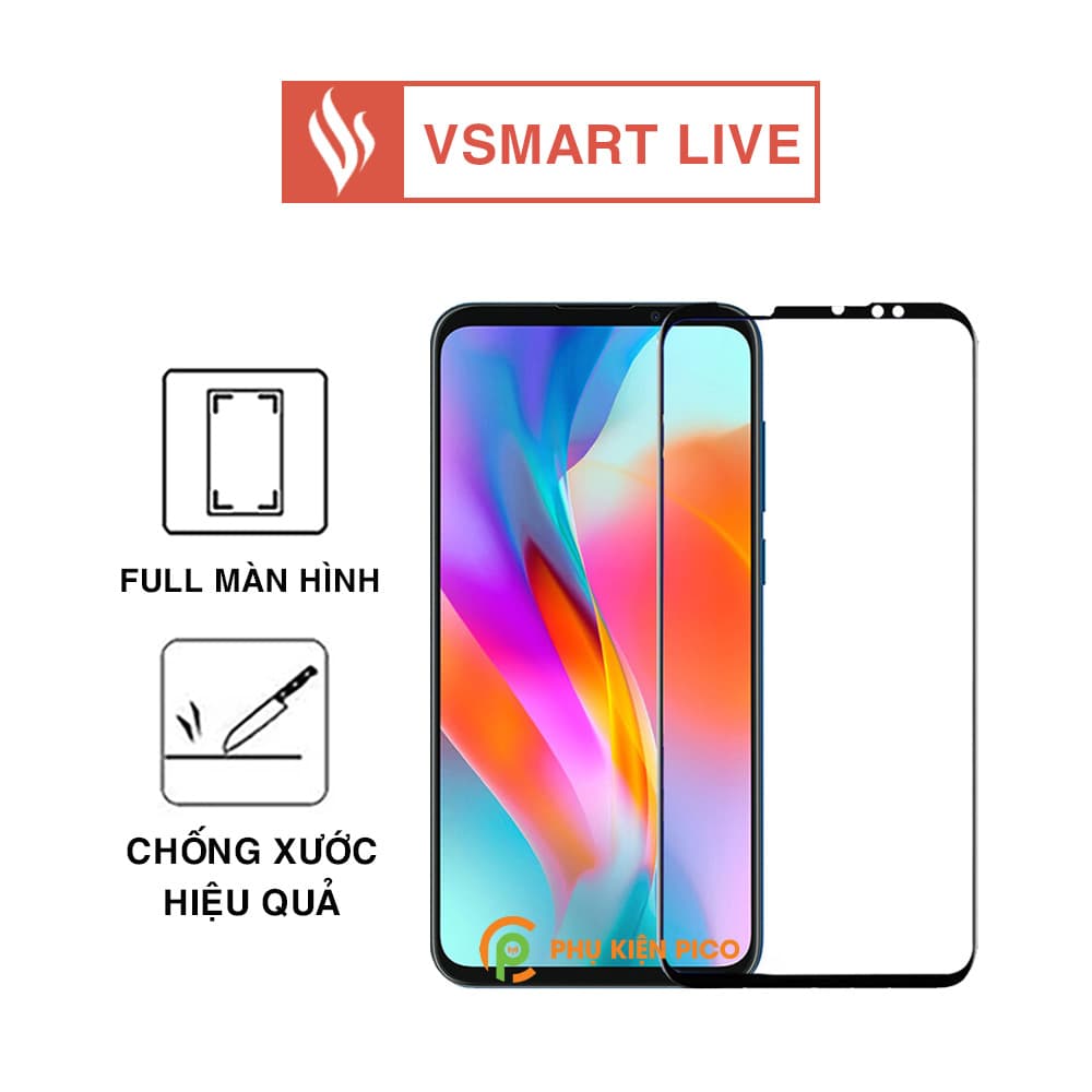 Kính cường lực Vsmart Live full màn hình viền đen siêu mỏng độ cứng 9H