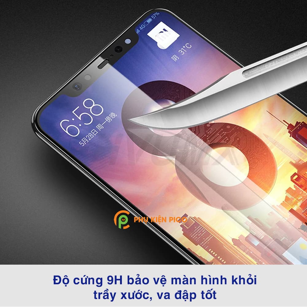 Kính cường lực Mi 8 full màn hình viền đen siêu mỏng độ cứng 9H - 2